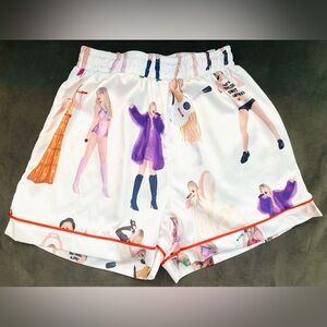 Taylor Swift Pajama Shorts Eras Tour Satin Small Swiftie
